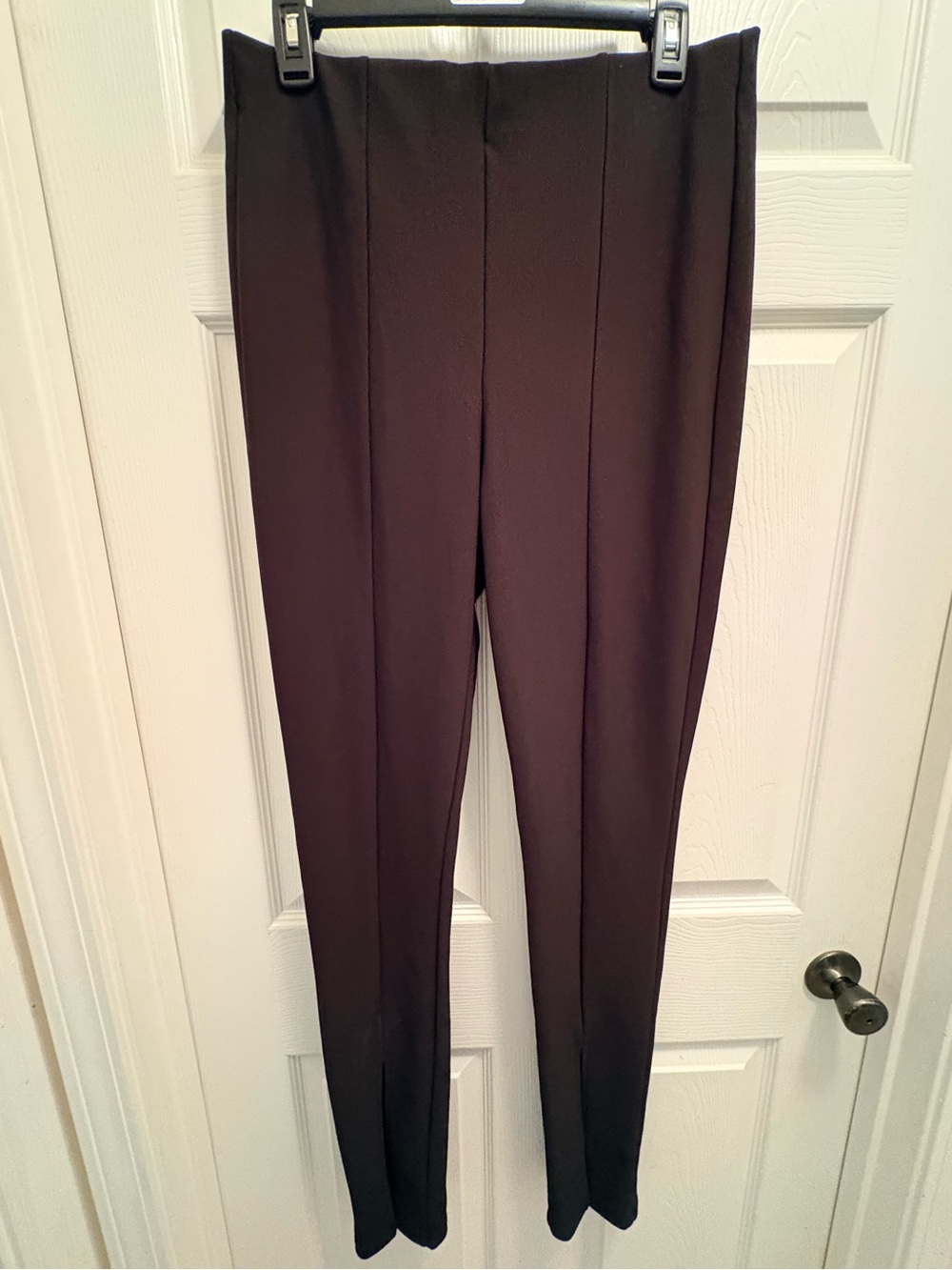 Zara XL Black Stretch Ankle Pants Front Slit Pull On